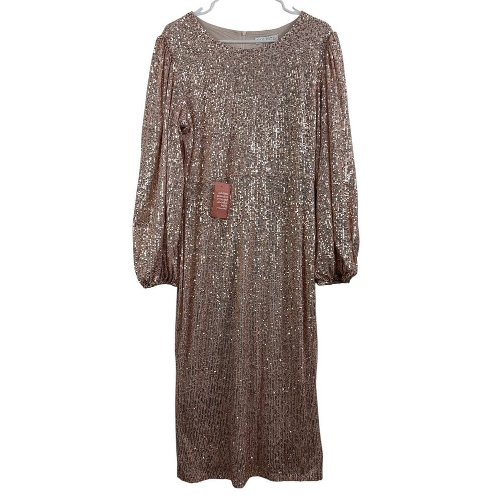 NWT Ivy City Co Sequin Midi Dress in Rose Gold